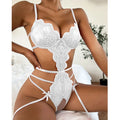 Lingerie Set Sexy Costume Female Crotchless Bodysuits Underwear Women Lace Sling Patchwork String Sheer Bra Set - Melovskin