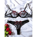 Sexy Lingerie Woman Lace Transparent Underwear Fairy Embroidery Brief Sets Delicate Bra Kit Push Up Breves Sets Erotic Bra - Melovskin