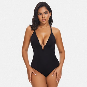 Melovskin Slimming Shapewear Bodysuit, Deep V Neck Thong for Women